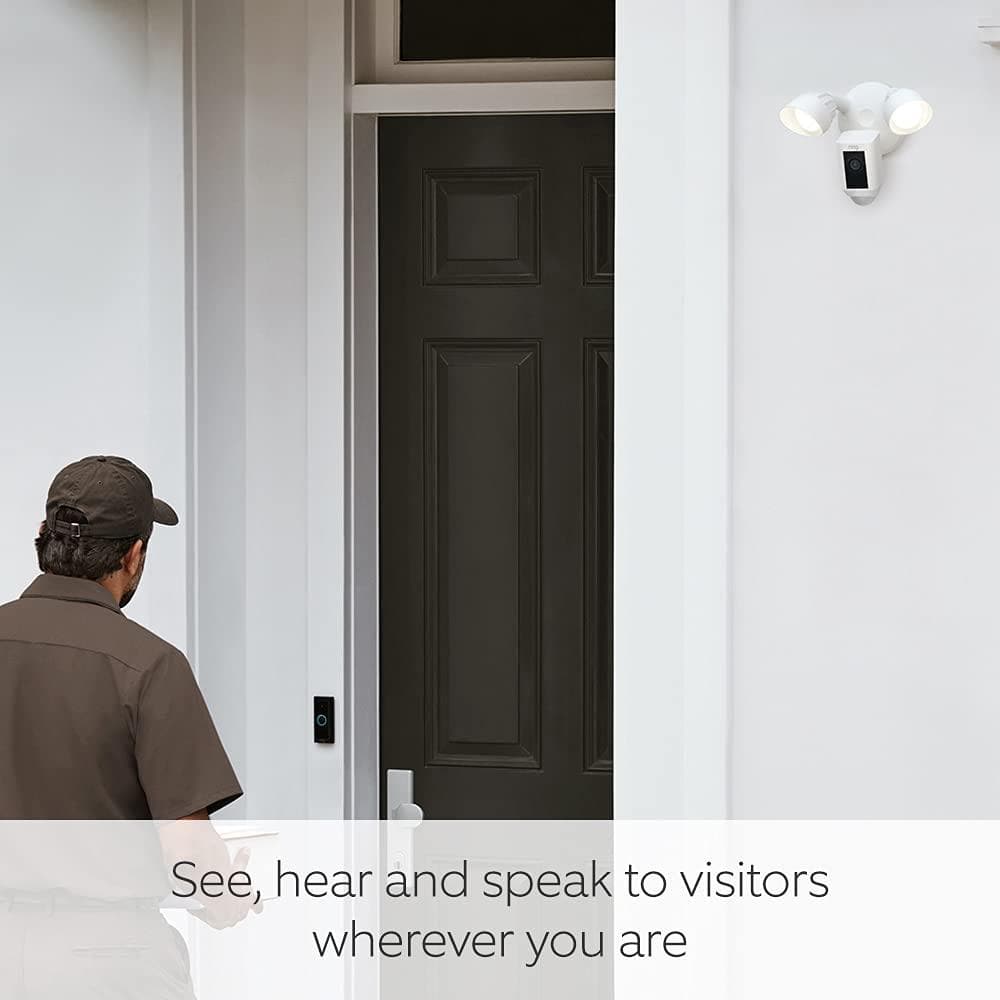 Buy Ring,Ring Floodlight Cam Wired Plus, 1080p HD Video, motion-activated LED floodlights, built-in siren, hardwired installation, White - Gadcet.com | UK | London | Scotland | Wales| Ireland | Near Me | Cheap | Pay In 3 | Security Monitors & Recorders